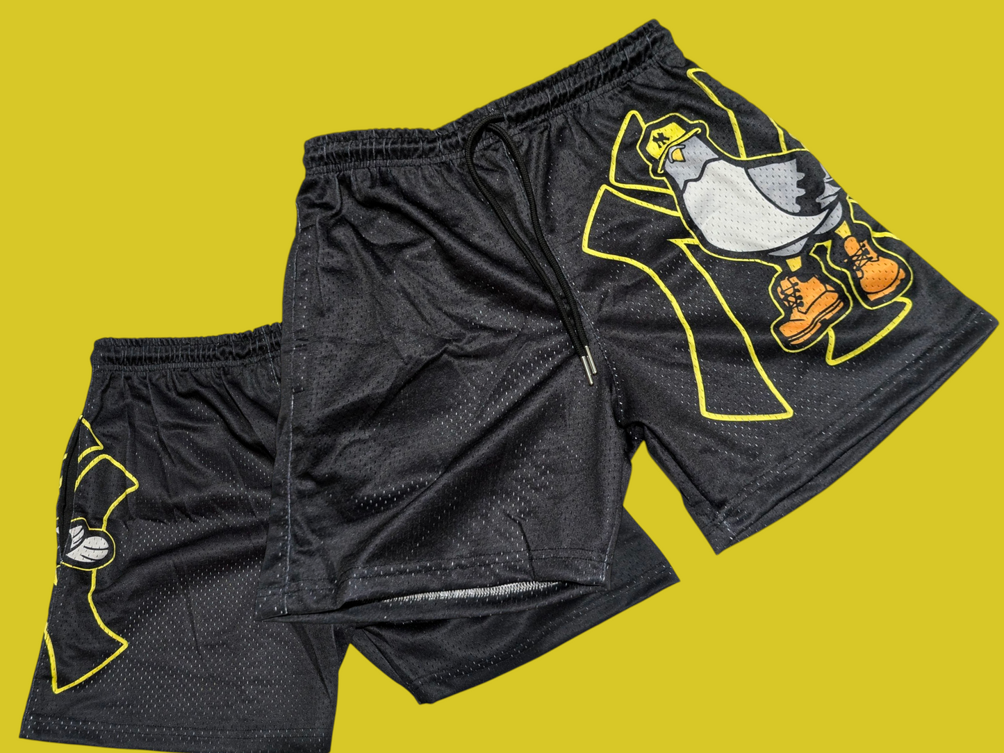 NY BLACK AND YELLOW MESH SHORTS