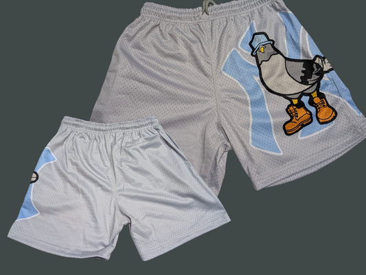 NY BIRD BLOCK BABY BLUE MESH SHORTS