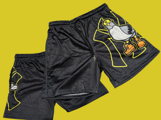 NY BLACK AND YELLOW MESH SHORTS