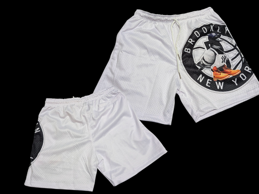 NY BIRD BLOCK BK NETS MESH SHORTS