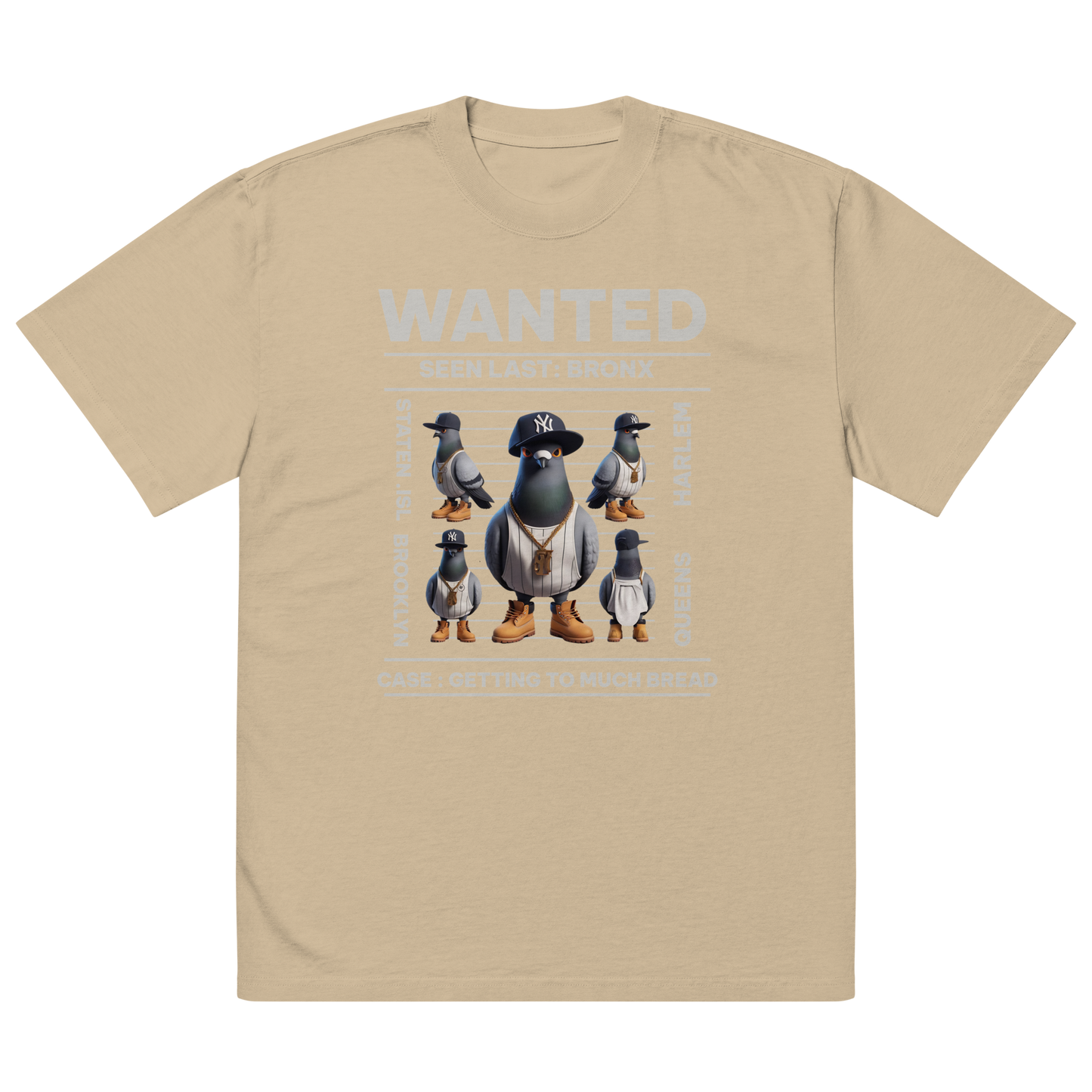 BEWARE OF PIGEONS OVERSIZE Grey T SHIRTS